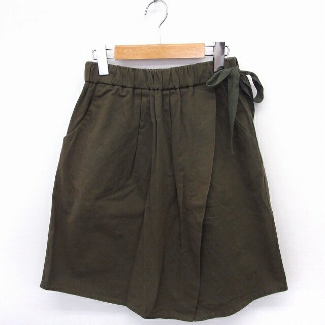 【中古】カスタネ Kastane スカート ラップ風 ひざ丈 コットン 綿 ゴム カーキ /FT19 レディース 【ベクトル 古着】 200604 ブランド古着ベクトルプレミアム店