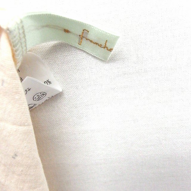 【中古】フランシュリッペ franche lippee チュニック リボン レース Uネック 半袖 綿 M ベージュ /FT25 レディース 【ベクトル 古着】 200527 ブランド古着ベクトルプレミアム店