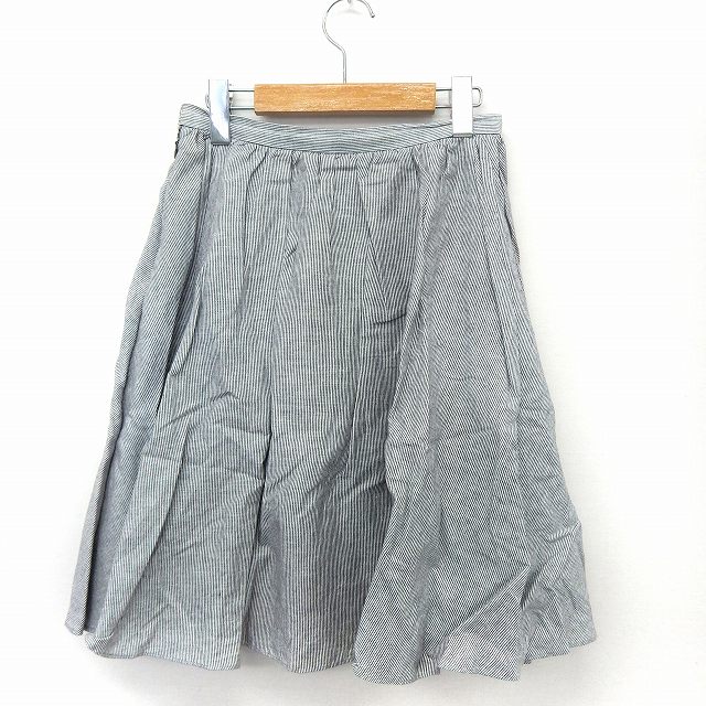 【中古】ラグナムーン LagunaMoon スカート フレア 膝丈 ストライプ サイドジップ M ブラック ホワイト /ST2 レディース 【ベクトル 古着】 200416 ブランド古着ベクトルプレミアム店