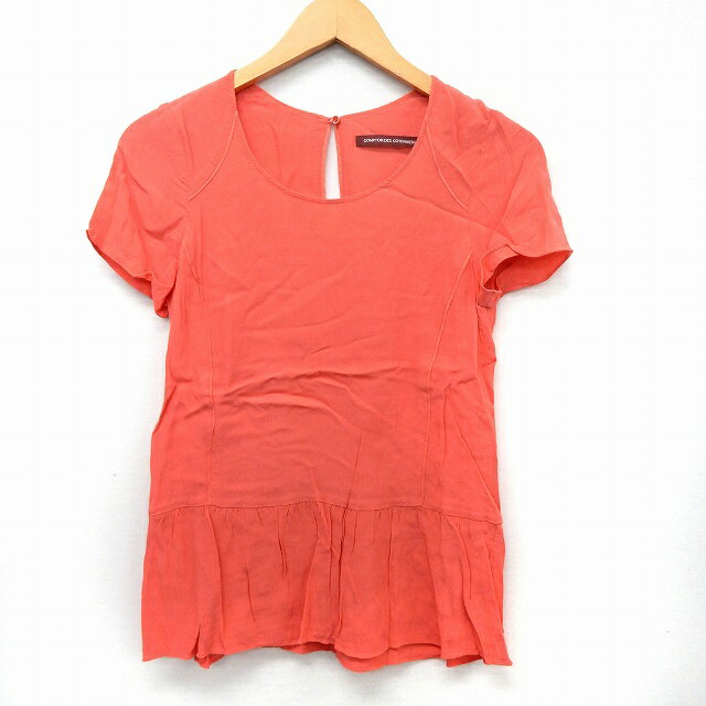 コントワーデコトニエ COMPTOIR DES COTONNIERS カットソー Tシャツ 半袖 Uネック ギャザー シンプル 36 ピンク /ST1 レディース  200422 ブランド古着ベクトルプレミアム店
