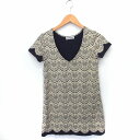 【中古】ローズバッド ROSE BUD チュニック レース柄 Vネック 半袖 コットン 綿 F アイボリー 白 グレー 灰 /FT8 レディース 【ベクトル 古...