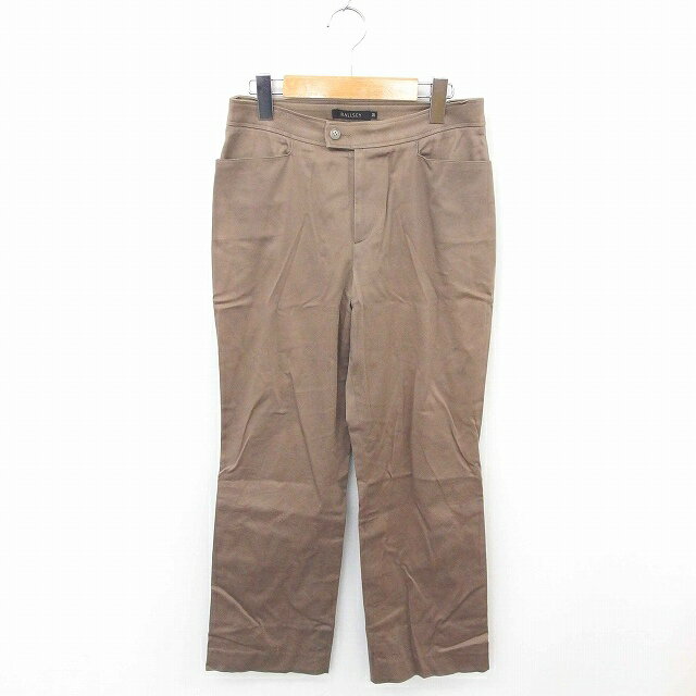 【中古】ボールジー BALLSEY トゥモローランド パンツ カジュアル ストレート ジップフライ 無地 シンプル 綿 コットン 38 茶 ブラウン /TT15 レディース 【ベクトル 古着】 200427 ブランド古着ベクトルプレミアム店