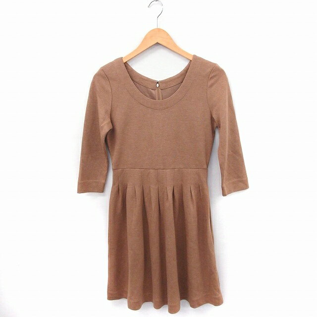 【中古】ビームスライツ BEAMS Lights ワンピース ギャザースカート Uネック 七分袖 ひざ丈 36 ブラウン 茶 /FT28 レディース 【ベクトル 古着】 200422 ブランド古着ベクトルプレミアム店