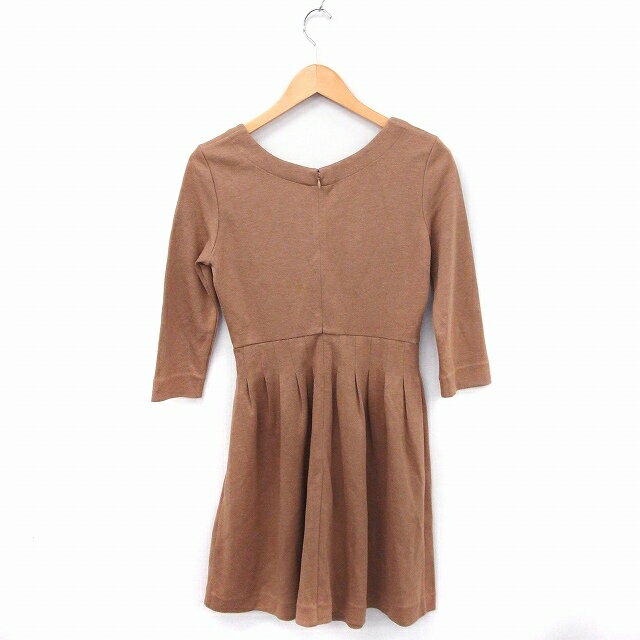 【中古】ビームスライツ BEAMS Lights ワンピース ギャザースカート Uネック 七分袖 ひざ丈 36 ブラウン 茶 /FT28 レディース 【ベクトル 古着】 200422 ブランド古着ベクトルプレミアム店