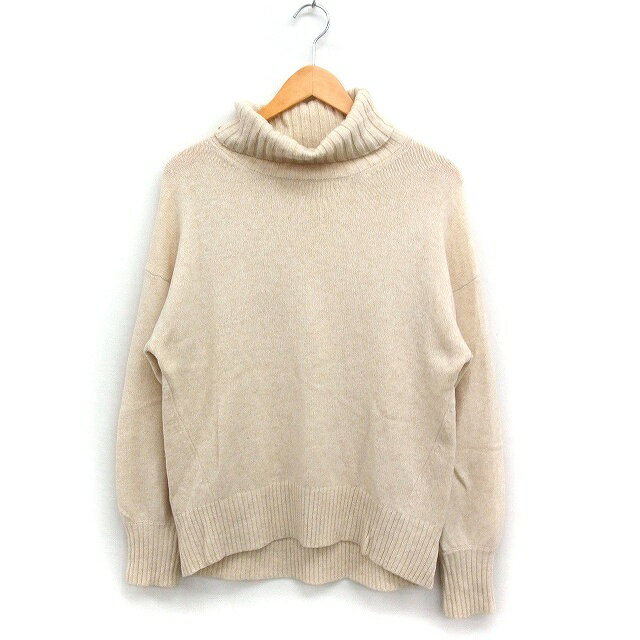 套头领 - 【中古】ルクールブラン le.coeur blanc タートルネック ニット セーター 長袖 無地 ウール 38 ライトベージュ /FT29 レディース 【ベクトル 古着】 250512
