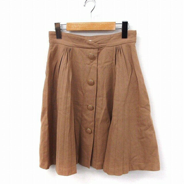 【中古】ストロベリーフィールズ STRAWBERRY-FIELDS スカート ボタンダウン フレア ひざ丈 無地 ウール キャメル 茶 /FT23 レディース 【ベクトル 古着】 200506 ブランド古着ベクトルプレミアム店
