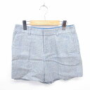 【中古】未使用品 インディヴィ INDIVI タグ付き キュロット ショート パンツ 総柄 ジップフライ 38 ブルー ベージュ 青 薄茶 /TT46 レディース 【ベクトル 古着】 220127