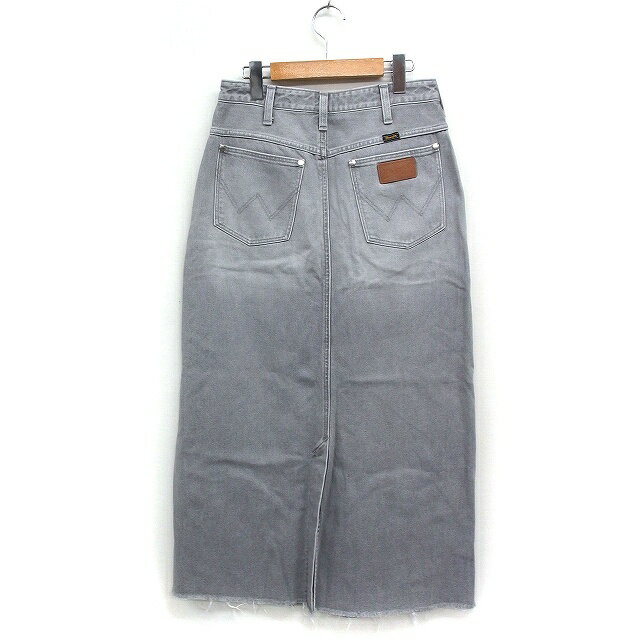 ブランド古着ベクトルプレミアム店の【中古】ラングラー WRANGLER デニム タイトスカート ロング丈 スリット 切りっぱなし 色あせ加工 38 ライトグレー /FT40 レディース 【ベクトル 古着】 250502｜アングル2