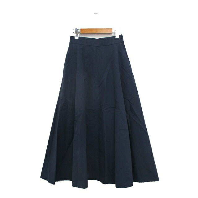 【中古】プラステ PLST フレア スカート ロング コットン シンプル S ネイビー 紺 /KT25 レディース 【ベクトル 古着】 250507