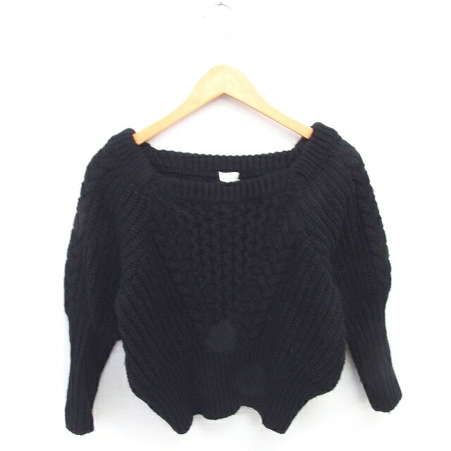 【中古】ロザリー Rosary ニット セーター スクエアネック ラグランスリーブ リブ袖 長袖 F 黒 ブラッ..