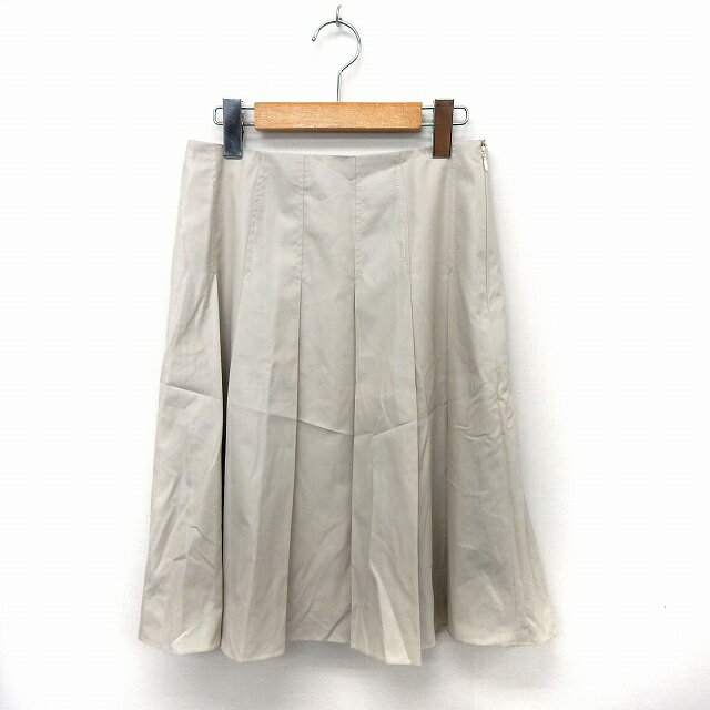 【中古】アンタイトル UNTITLED スカート フレア プリーツ 膝丈 サイドジップ シンプル 1 ベージュ /ST14 レディース 【ベクトル 古着】 200704 ブランド古着ベクトルプレミアム店