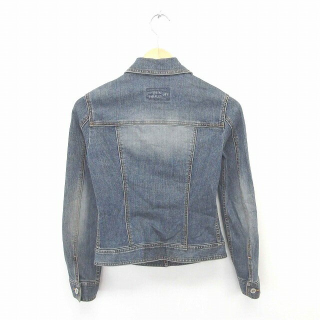 【中古】クイーンズコート QUEENS COURT ジャケット デニム ジージャン Gジャン ウォッシュ加工 ヴィンテージ加工 刺繍 長袖 2 紺 インディゴ /TT13 レディース 【ベクトル 古着】 200831 ブランド古着ベクトルプレミアム店
