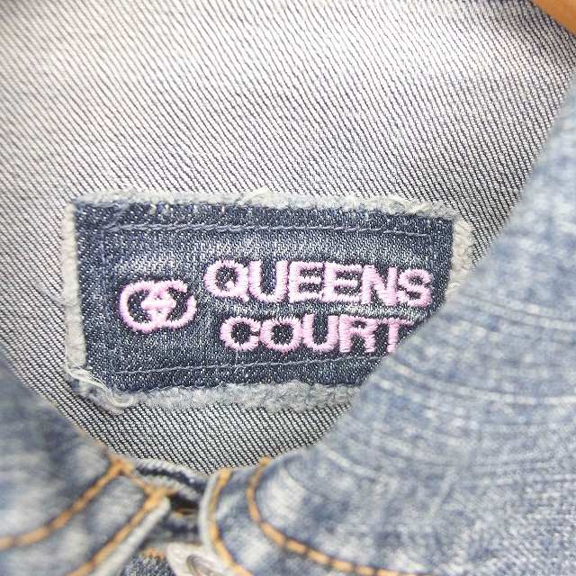 【中古】クイーンズコート QUEENS COURT ジャケット デニム ジージャン Gジャン ウォッシュ加工 ヴィンテージ加工 刺繍 長袖 2 紺 インディゴ /TT13 レディース 【ベクトル 古着】 200831 ブランド古着ベクトルプレミアム店
