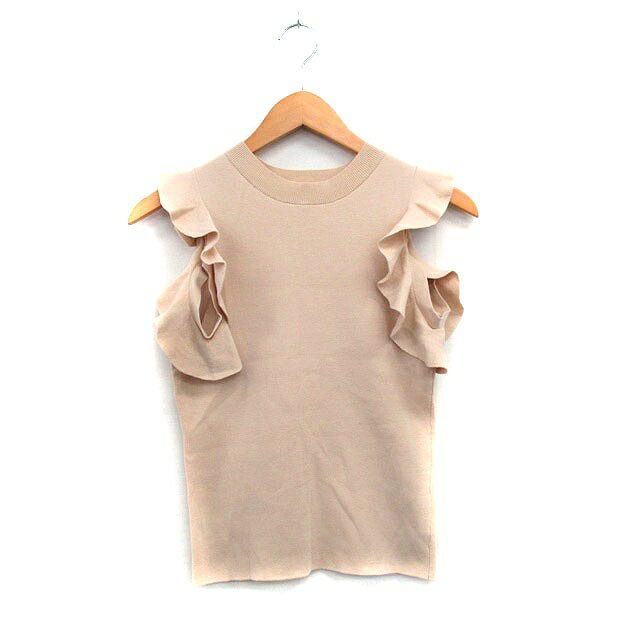 【中古】スナイデル SNIDEL ニット セーター ショルダーカット フリル コットン シンプル ONE ベージュ..