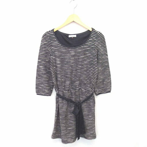 【中古】プロポーション ボディドレッシング PROPORTION BODY DRESSING ワンピース ひざ丈 ボーダー ウエストリボン 七分袖 FR ブラック ベージュ 黒 薄茶 /TT12 レディース 【ベクトル 古着】 230323 【中古】プロポーション ボディドレッシング PROPORTION BODY DRESSING ワンピース ひざ丈 ボーダー ウエストリボン 七分袖 FR ブラック ベージュ 黒 薄茶 /TT12 レディース 【ベクトル 古着】 230323