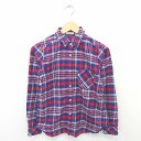 【中古】ベイフロー BAYFLOW シャツ ブラウス ステンカラー チェック 綿 コットン 長袖 2 紺 赤 ネイビー レッド /TT31 レディース 【ベクトル 古着】 200722 ブランド古着ベクトルプレミアム店(4)