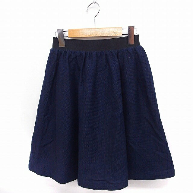 【中古】B&Y ユナイテッドアローズ BEAUTY&YOUTH ビューティー&ユース スカート 柄 ギャザー フレア ひざ丈 綿 S ネイビー 紺 /FT22 レディース 【ベクトル 古着】 200821 ブランド古着ベクトルプレミアム店