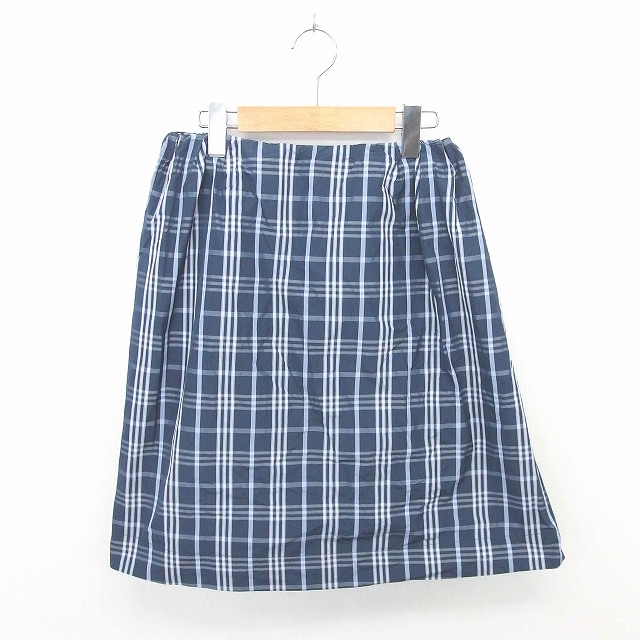 【中古】ナノユニバース nano universe スカート 台形 ひざ丈 チェック 薄手 バックジップ F 紺 ネイビー /TT5 レディース 【ベクトル 古着】 200723 ブランド古着ベクトルプレミアム店ブランドナノユニバース na...