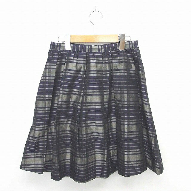 【中古】ロッソ ROSSO アーバンリサーチ スカート フレア ひざ丈 チェック サイドジップ 薄手 38 パープル グレー 紫 灰 /TT32 レディース 【ベクトル 古着】 200805 ブランド古着ベクトルプレミアム店