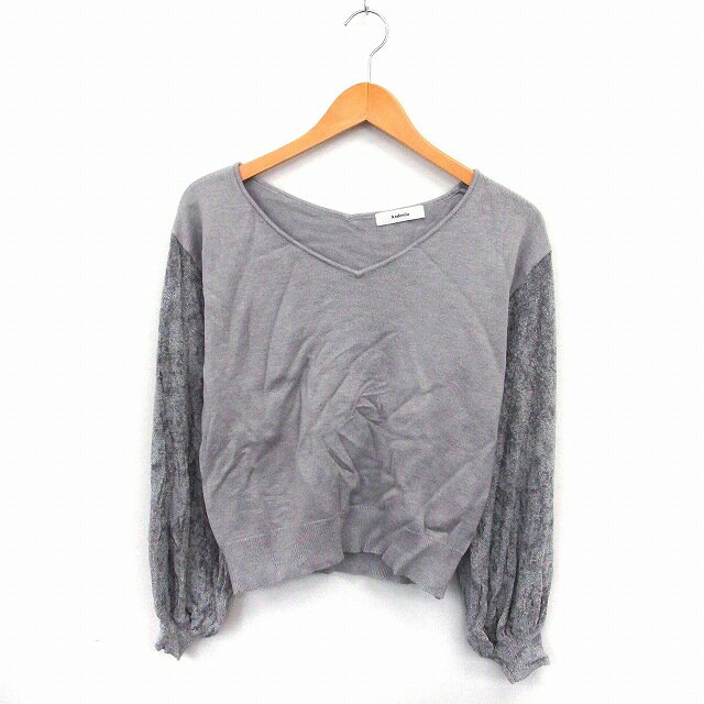 V-Neck - 【中古】アンデミュウ Andemiu ニット セーター プルオーバー 長袖 Vネック 袖切替 F グレー /ST5 レディース 【ベクトル 古着】 200827 ブランド古着ベクトルプレミアム店