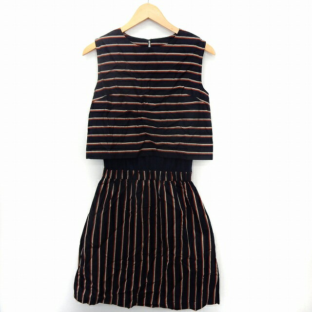 【中古】フリークスストア FREAKS STORE ワンピース 膝丈 アンサンブル ノースリーブ ボーダー ネイビー /ST56 レディース 【ベクトル 古着】 200807 ブランド古着ベクトルプレミアム店