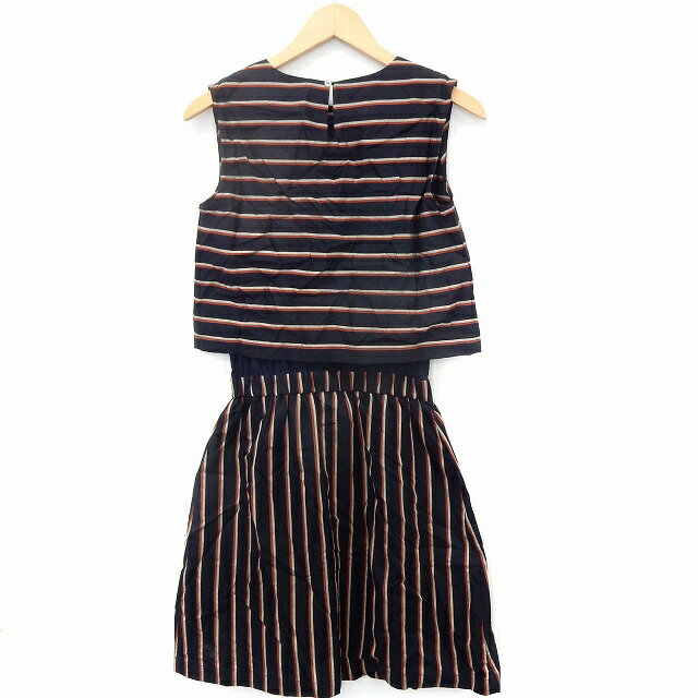 【中古】フリークスストア FREAKS STORE ワンピース 膝丈 アンサンブル ノースリーブ ボーダー ネイビー /ST56 レディース 【ベクトル 古着】 200807 ブランド古着ベクトルプレミアム店
