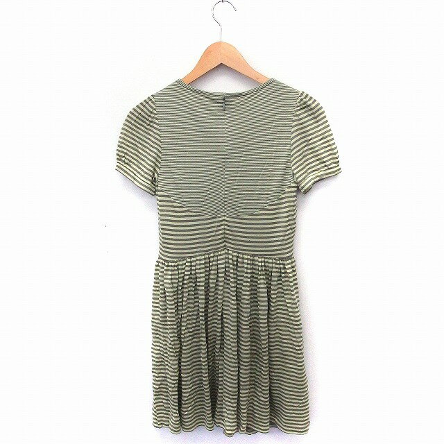 【中古】オープニングセレモニー OPENING CEREMONY ワンピース ボーダー 丸首 半袖 ひざ丈 S ライトグリーン 緑 /FT49 レディース 【ベクトル 古着】 200827 ブランド古着ベクトルプレミアム店