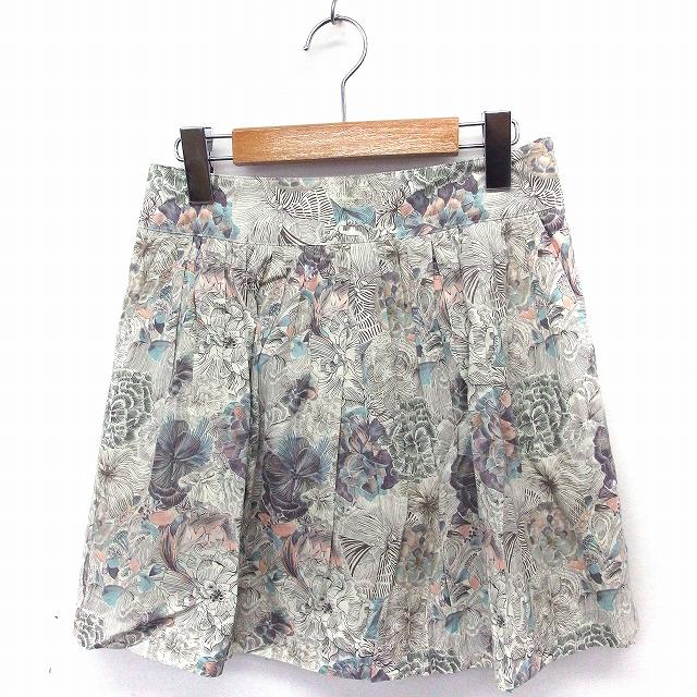 【中古】ラ トータリテ La TOTALITE スカート 総柄 ギャザー ミニ コットン 綿 36 オフホワイト 白 /FT38 レディース 【ベクトル 古着】 200827 ブランド古着ベクトルプレミアム店