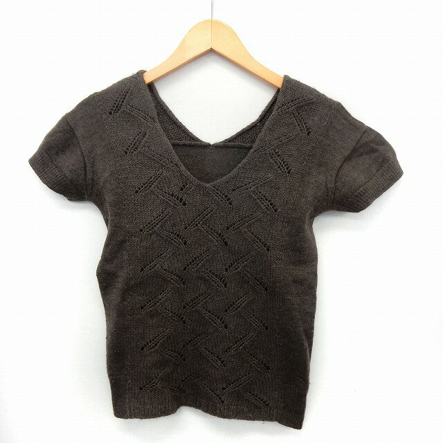 【中古】B&Y ユナイテッドアローズ BEAUTY&YOUTH ビューティー&ユース ニット セーター 半袖 Vネック ウール シンプル 茶 ブラウン /ST56 レディース 【ベクトル 古着】 200806 ブランド古着ベクトルプレミアム店