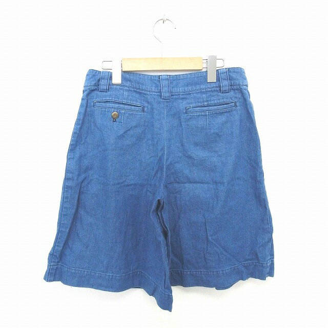 【中古】ルルオンザブリッジ LULU on the BRIDGE パンツ ワイド ハーフ デニム 膝丈 ジップフライ 無地 シンプル 36 紺 インディゴ /TT31 レディース 【ベクトル 古着】 200807 ブランド古着ベクトルプレミアム店 2