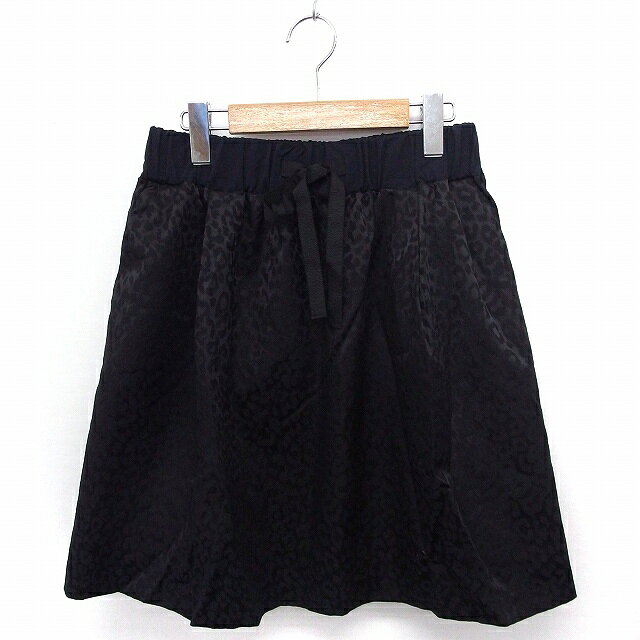 【中古】グリーンレーベルリラクシング ユナイテッドアローズ green label relaxing スカート フレア ヒョウ柄 レオパード ひざ丈 綿 3..