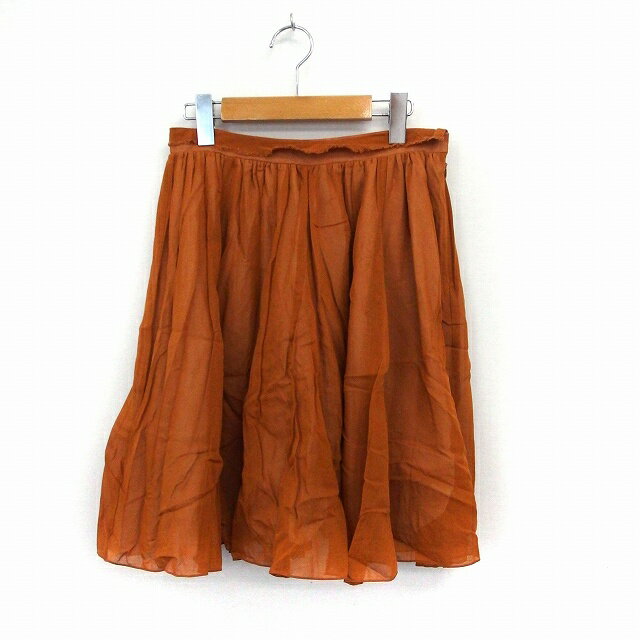 【中古】マカフィー MACPHEE トゥモローランド スカート フレア ギャザー 膝丈 サイドジップ 36 オレンジ /ST29 レディース 【ベクトル 古着】 200903 ブランド古着ベクトルプレミアム店