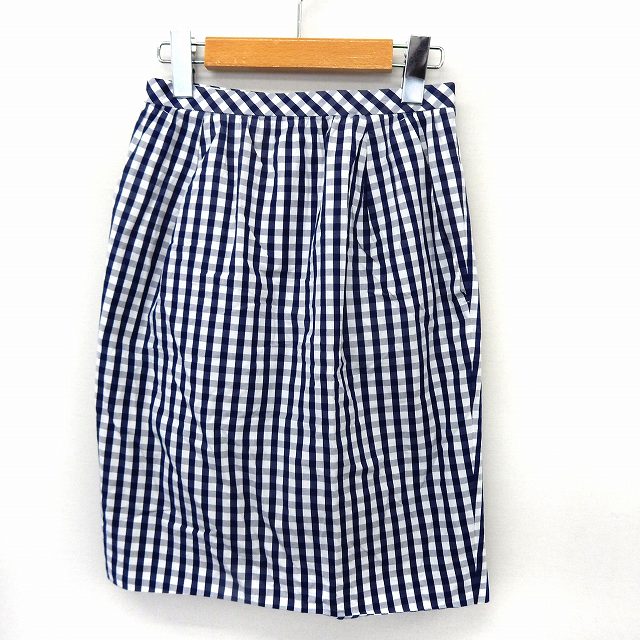 【中古】ルルオンザブリッジ LULU on the BRIDGE スカート タイト 膝丈 ギンガムチェック バックジップ 34 ブルー /ST44 レディース 【ベクトル 古着】 200725 ブランド古着ベクトルプレミアム店