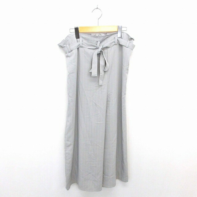 【中古】フィルター philter パンツ ワイド スカンツ ストライプ ウエストリボン 薄手 M グレー 灰 /TT..