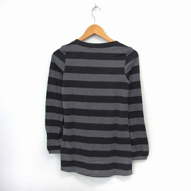 【中古】CLEAR CREA チュニック カットソー Tシャツ 長袖 ボーダー Vネック ブラック グレー /ST39 レディース 【ベクトル 古着】 201030 ブランド古着ベクトルプレミアム店