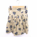 【中古】シュープリームララ Supreme.La.La. Supreme LaLa パンツ キュロット ショート 花柄 ベロア M 薄茶 青 ベージュ ブルー ...
