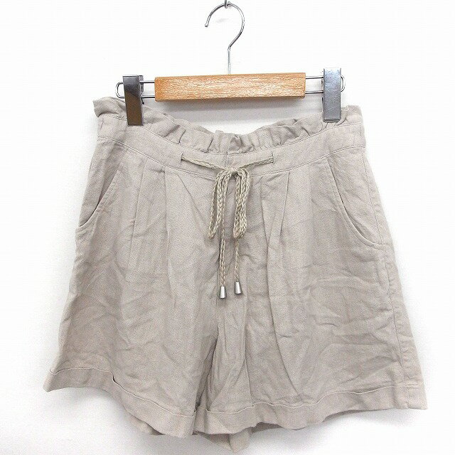 【中古】パンツ ショート ロールアップ リネン 麻 M ライトグレー 灰 /FT26 レディース 【ベクトル 古着】 201014 ブランド古着ベクトルプレミアム店