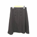 【中古】ロートレアモン LAUTREAMONT スカート プリーツ 膝下丈 無地 シンプル バックジップ ウール 2 茶 ブラウン /TT44 レディース 【ベクトル 古着】 201221 ブランド古着ベクトルプレミアム店