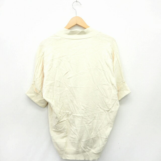 【中古】ビアンカズクローゼット Bianca's closet カーディガン ニット リブ Vネック 半袖 コットン 綿 カシミヤ混 アイボリー /MT13 レディース 【ベクトル 古着】 210113 ブランド古着ベクトルプレミアム店