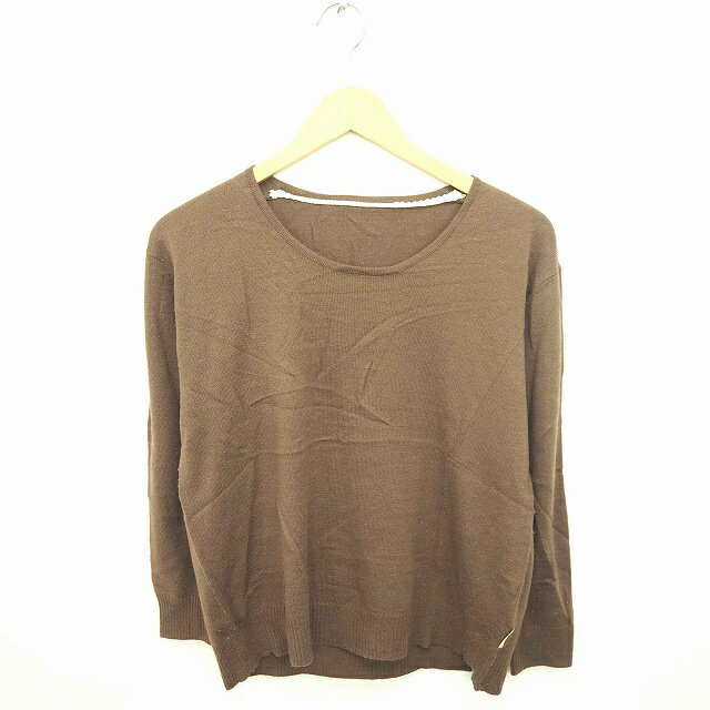 Three-Quarter Knit - 【中古】アースミュージック&エコロジー EARTH MUSIC & ECOLOGY ニット セーター 丸首 無地 シンプル ウール 長袖 茶 ブラウン /TT4 レディース 【ベクトル 古着】 201219 ブランド古着ベクトルプレミアム店