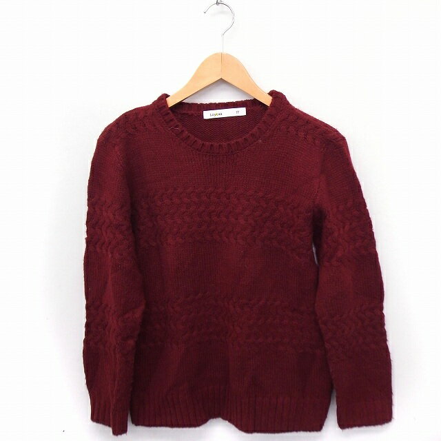 【中古】loytaa ニット セーター ケーブル編み 丸首 長袖 ウール混 F ボルドー 赤 /FT4 レディース 【ベクトル 古着】 201228 ブランド古着ベクトルプレミアム店