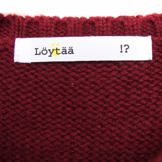 【中古】loytaa ニット セーター ケーブル編み 丸首 長袖 ウール混 F ボルドー 赤 /FT4 レディース 【ベクトル 古着】 201228 ブランド古着ベクトルプレミアム店