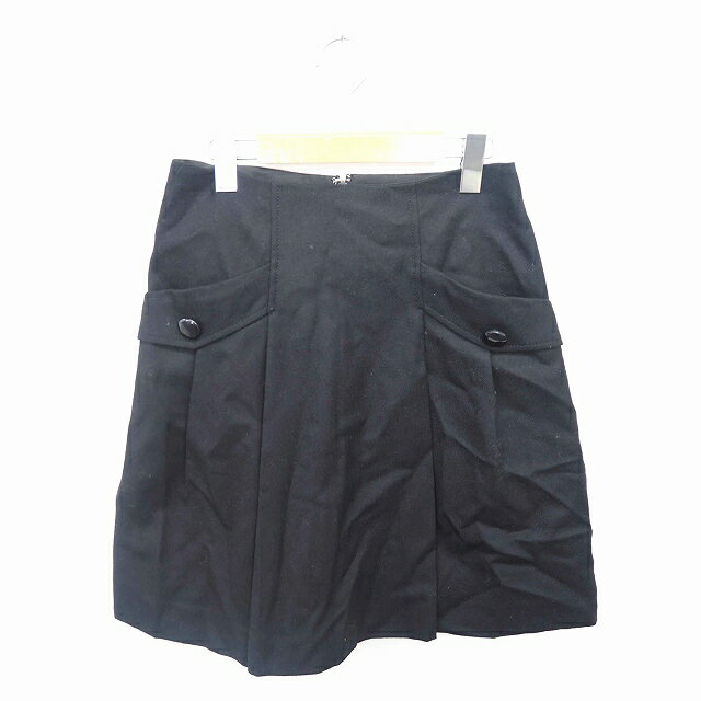 【中古】クローラ crolla スカート 台形 ひざ丈 バックジップ 無地 シンプル ウール 38 黒 ブラック /TT46 レディース 【ベクトル 古着】 210108 ブランド古着ベクトルプレミアム店