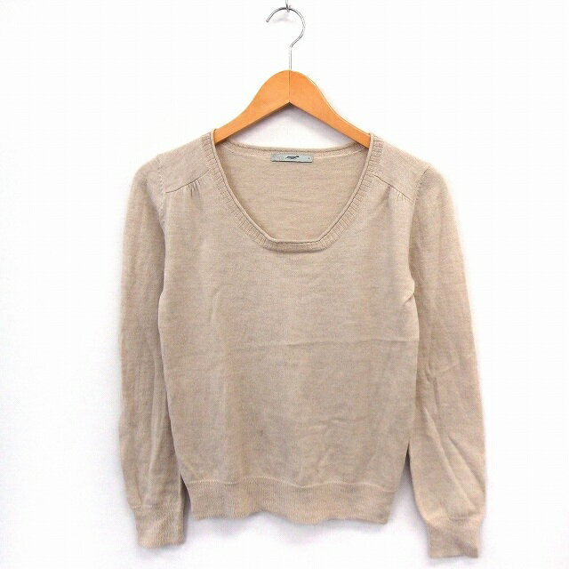 Square Neck - 【中古】ハニーサックルローズ Honeysuckle Rose ニット セーター スクエアネック 長袖 リブ袖 シンプル L ベージュ /ST15 レディース 【ベクトル 古着】 210116 ブランド古着ベクトルプレミアム店