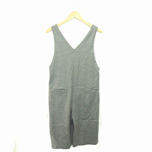 【中古】CHEZ-VOEU オールインワン パンツ ワイド ウール Vネック 無地 シンプル ノースリーブ 38 グレー 灰 /TT36 レディース 【ベクトル 古着】 210109 ブランド古着ベクトルプレミアム店