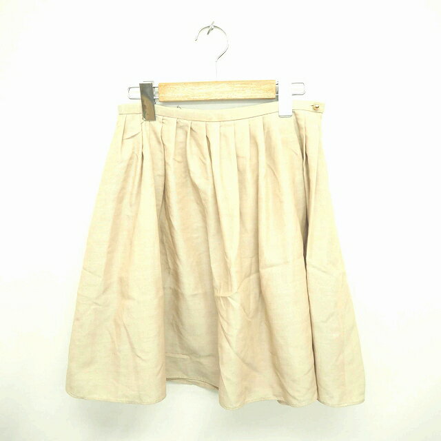 【中古】アナトリエ ANATELIER スカート フレア ひざ丈 サイドジップ 無地 シンプル 薄手 36 ベージュ 薄茶 /TT39 レディース 【ベクトル 古着】 210219 ブランド古着ベクトルプレミアム店