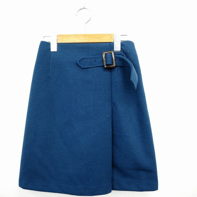 【中古】マジェスティックレゴン MAJESTIC LEGON スカート ボトムス 台形 ひざ丈 ベルト S ブルー 青 /MT11 レディース 【ベクトル 古着】 210220 ブランド古着ベクトルプレミアム店