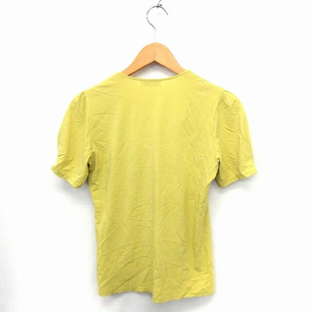 【中古】モガ MOGA シャツ ブラウス 無地 ドレープ Uネック 半袖 3 イエロー 黄 /FT42 レディース 【ベクトル 古着】 210301