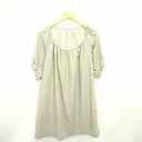 【中古】アーバンリサーチ URBAN RESEARCH ワンピース ミモレ丈 ロング プルオーバー 無地 薄手 ラグランスリーブ 七分袖 FREE ベージュ 薄茶 /TT32 レディース 【ベクトル 古着】 210227|詳細画像