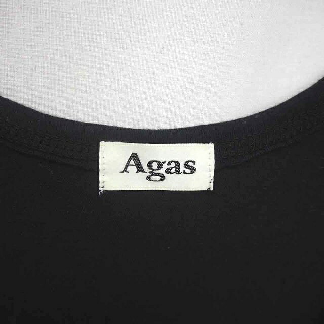 【中古】AGAS ワンピース ひざ丈 丸首 プルオーバー 綿 無地 ノースリーブ 緑 ダークグリーン /TT5 レディース 【ベクトル 古着】 210308